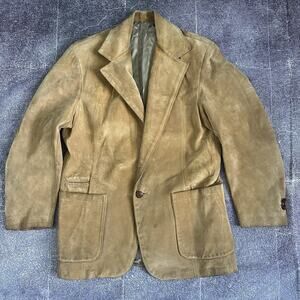 Men's Vintage 70's Joo Kay Western Brown Suede Leather Sports Coat Jacket Sz 42